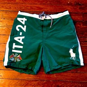 Polo Ralph Lauren men’s size medium swim shorts green embroidered Italia